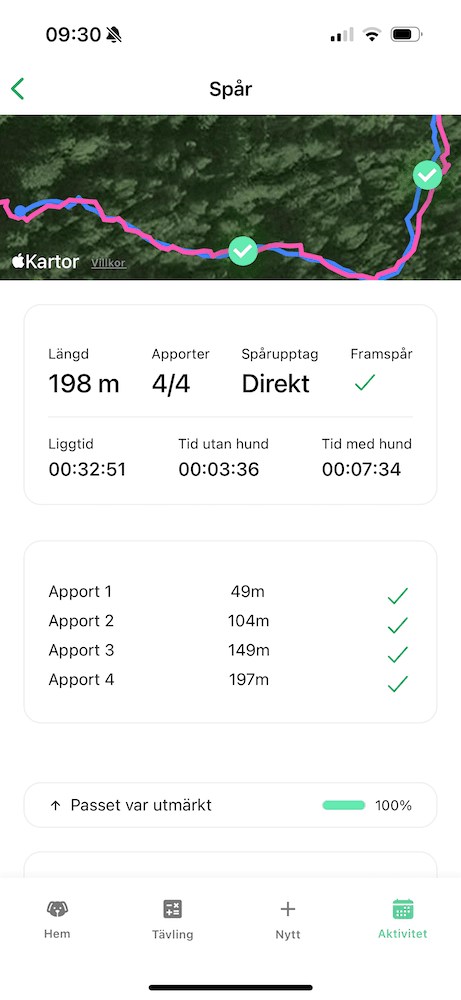 Skärmbild från appen