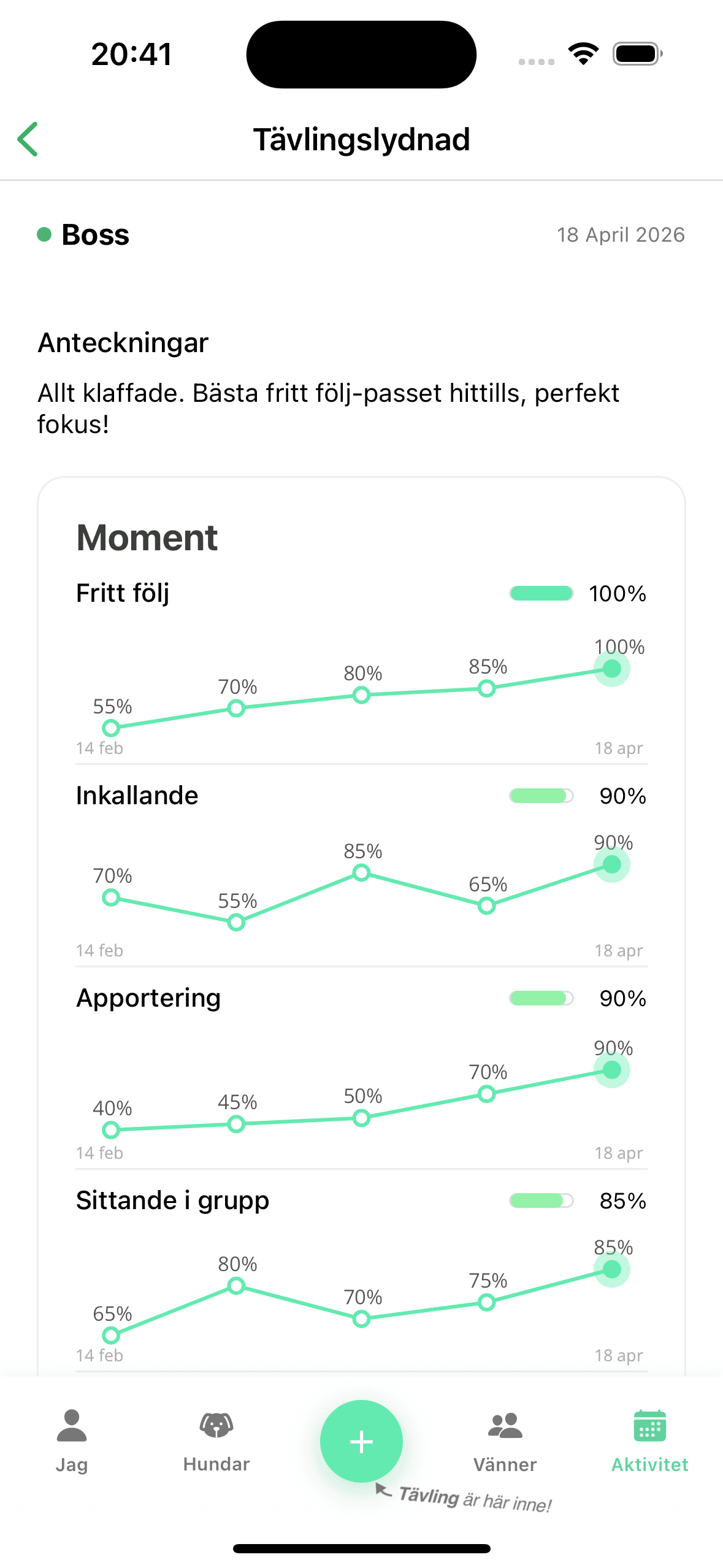 Screenshot from the app