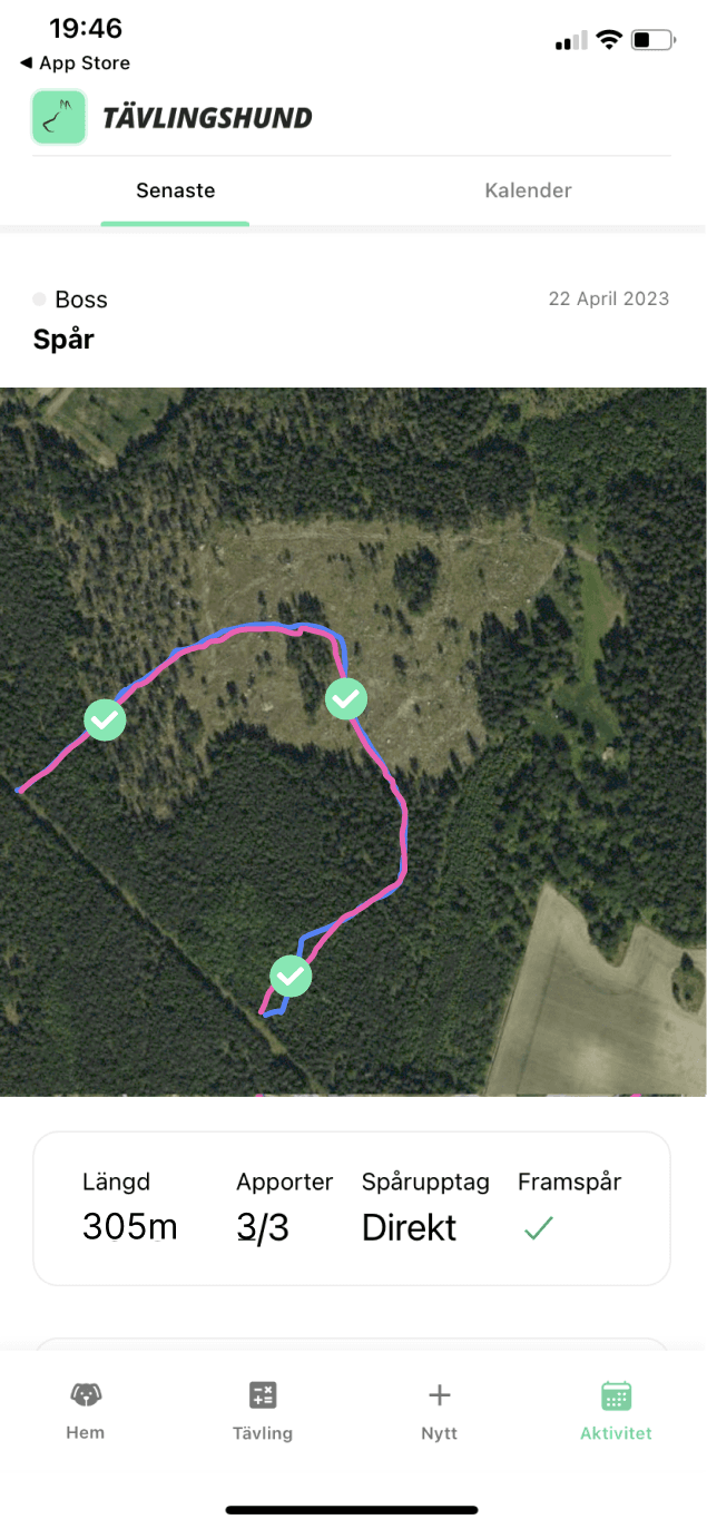 Screenshot from the app