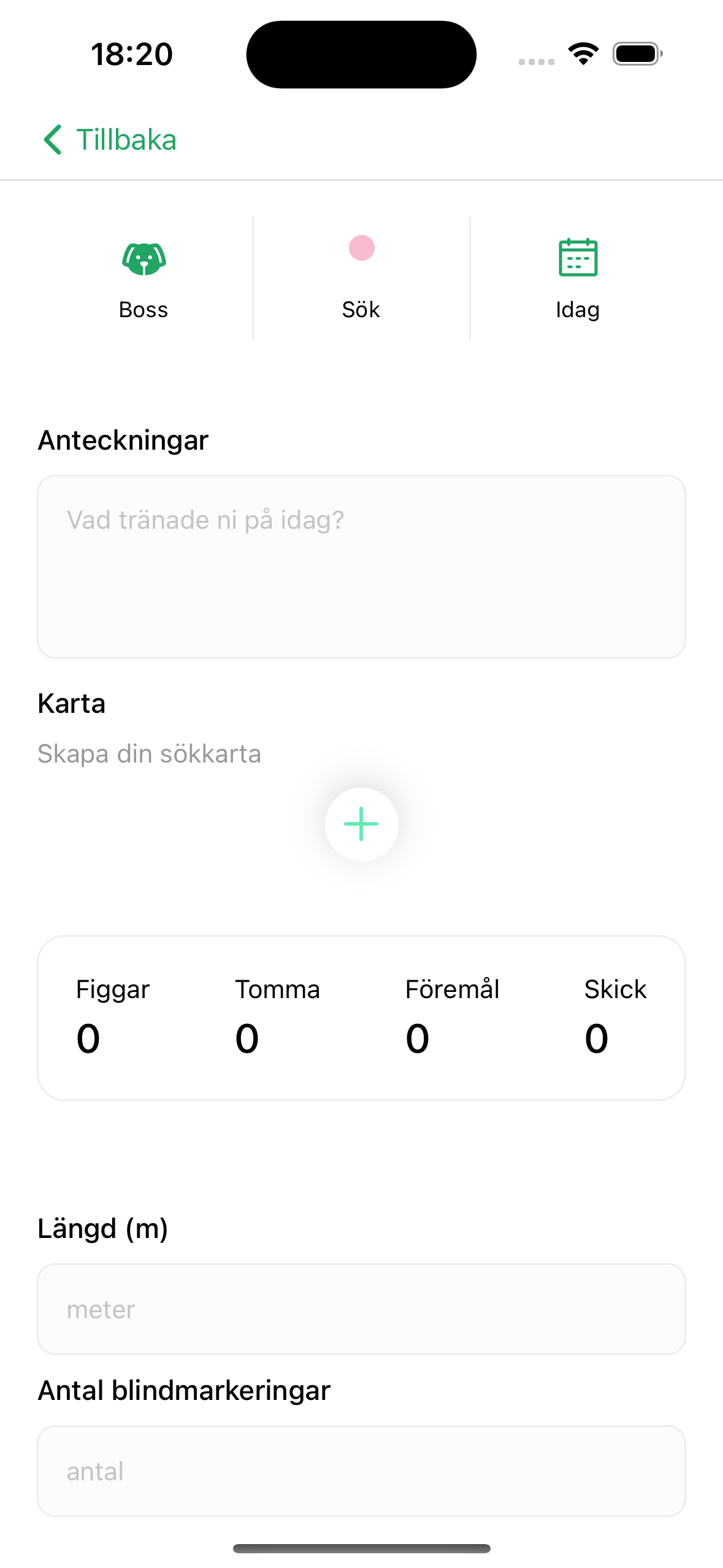 Skärmbild från appen